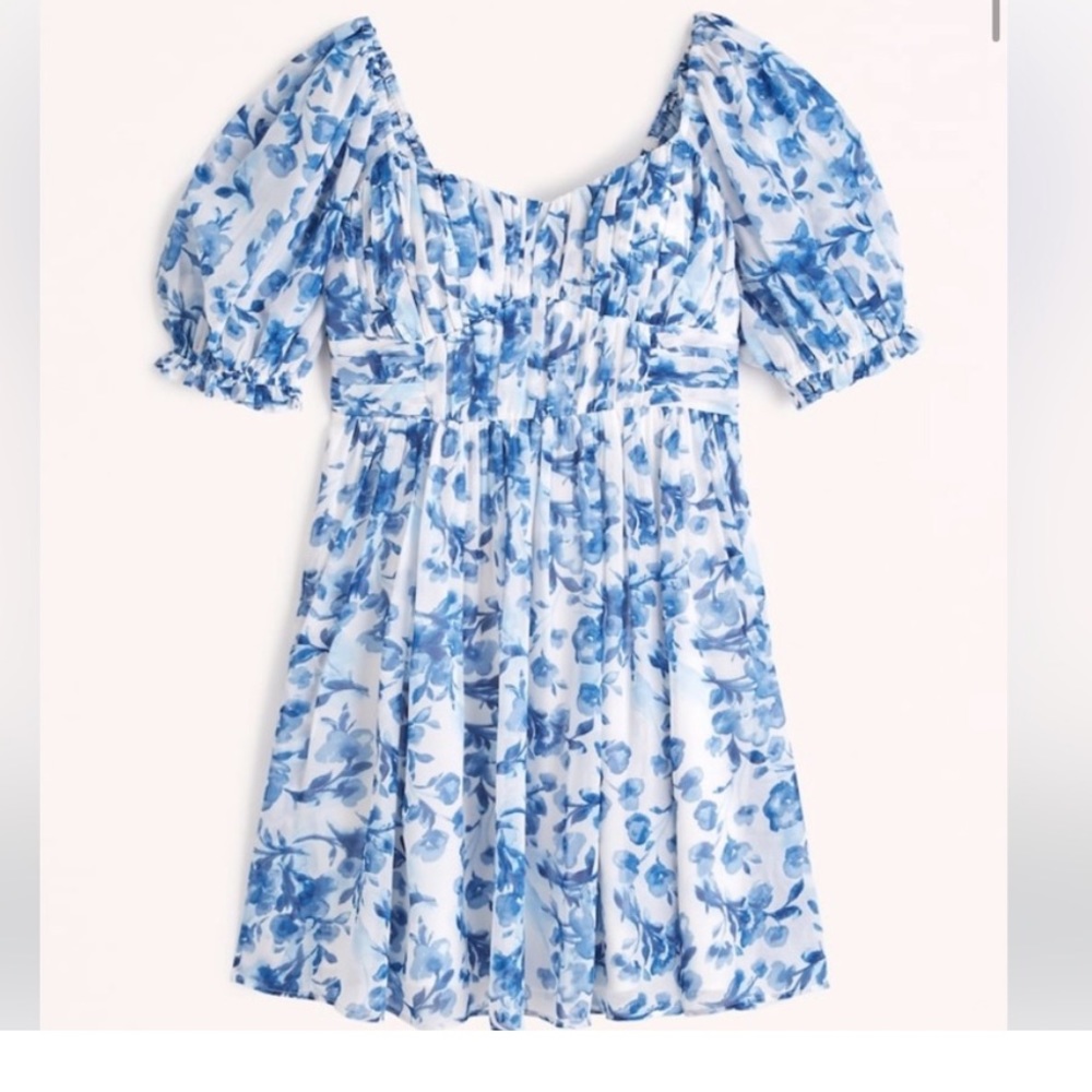 Women's Ruched Ruffle Puff Sleeve Mini Dress